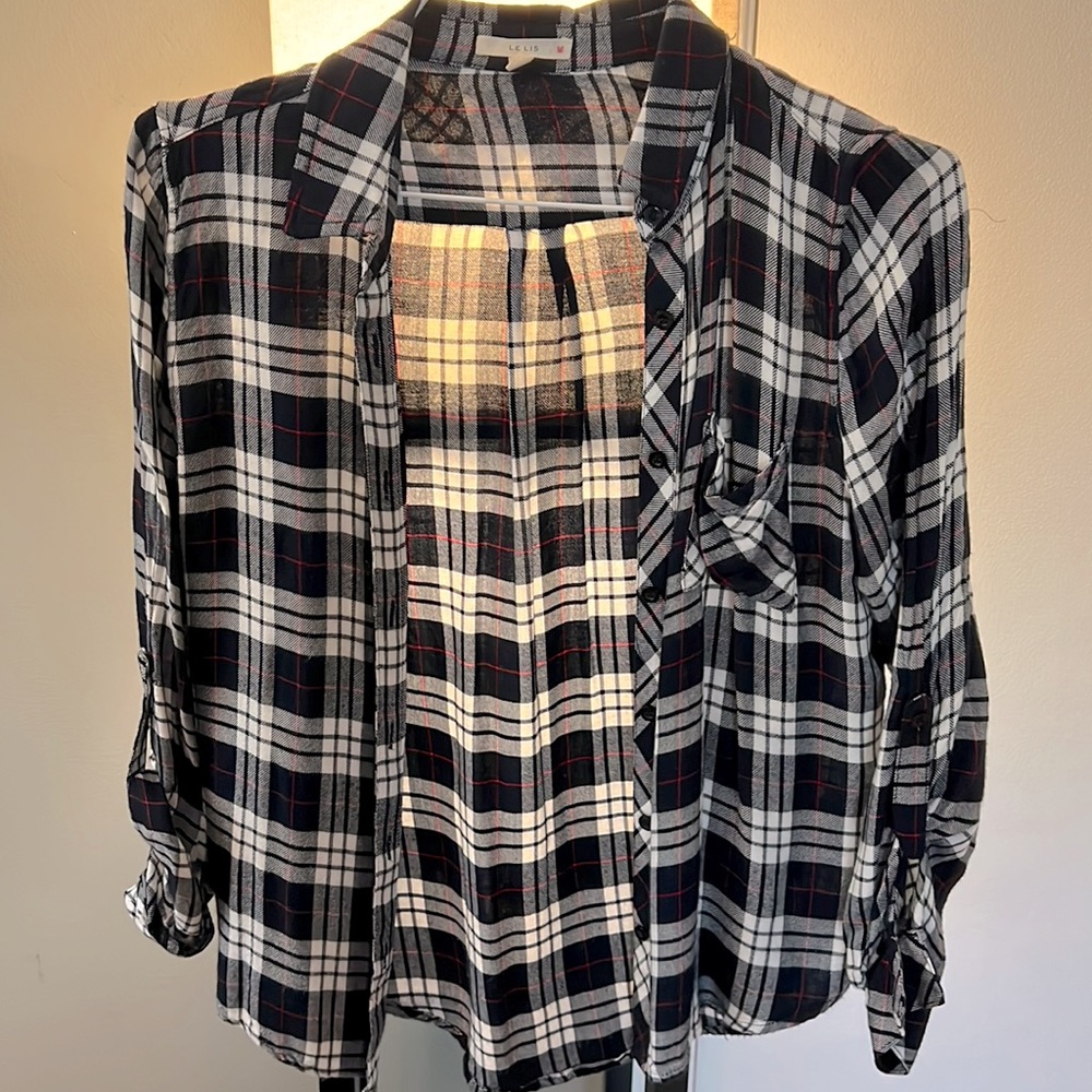 Le Lis black white and red flannel shirt